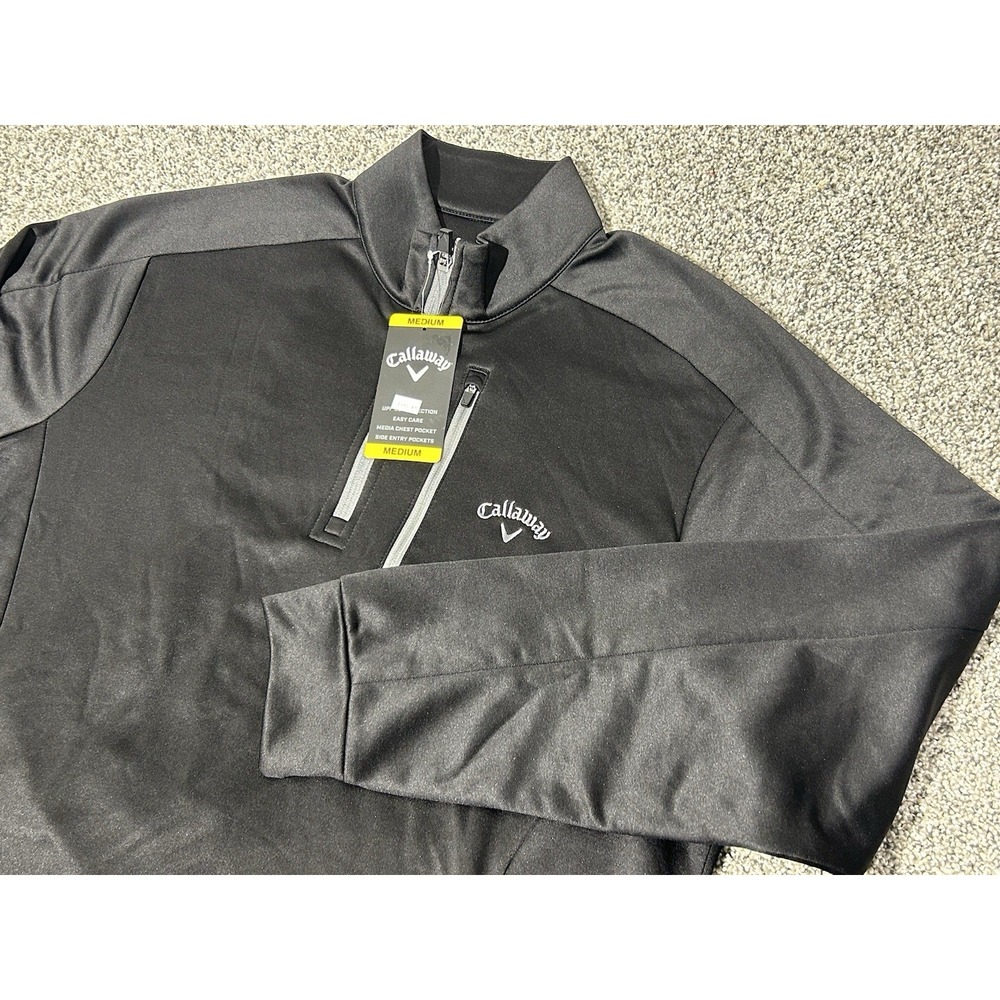 Callaway‎ Men's 1/4 Zip Pullover Golf Performance Size Medium Black NWT